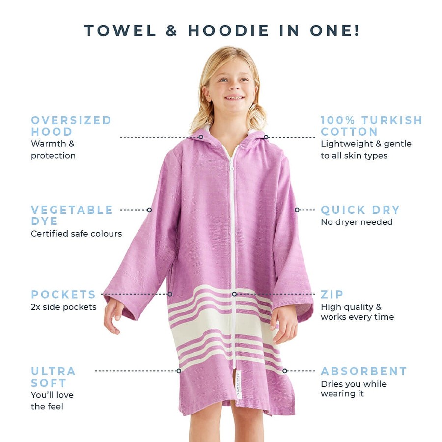 Hooded Towels Sammimis | Tassos Kids Hooded Towel: Purple/White