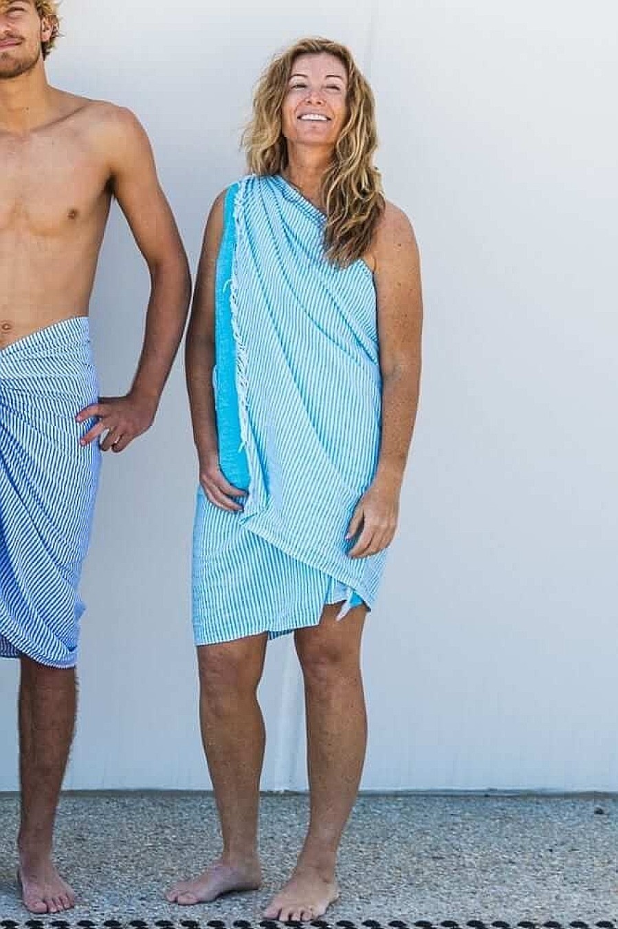 Turkish Towels Sammimis | Naxos | Light | 225G: Aqua/White