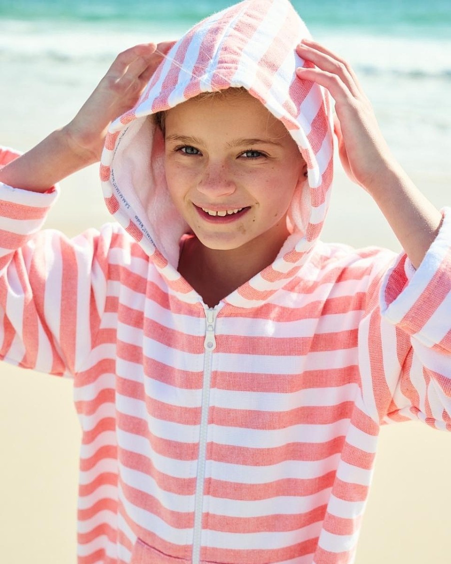 Hooded Towels Sammimis | Menorca Baby Terry Hooded Towel: Coral/White