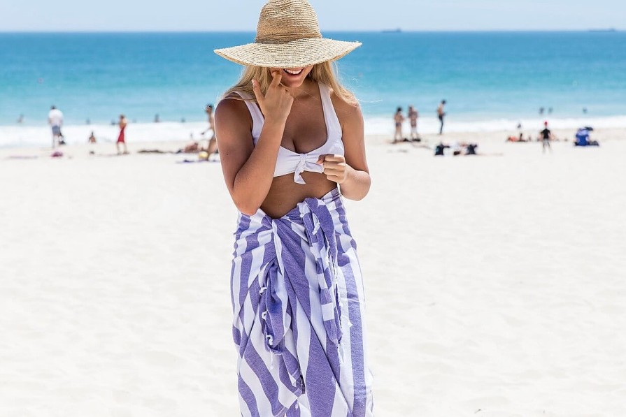 Turkish Towels Sammimis | Santorini Ii | Classic | 275G: Violet/White