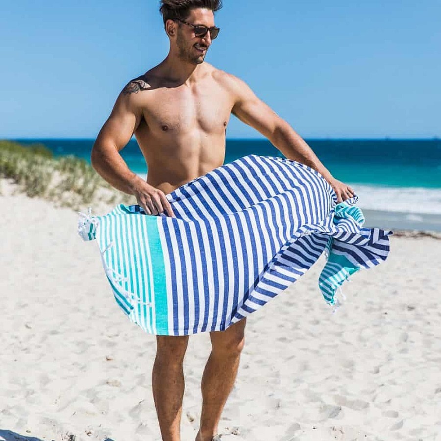 Turkish Towels Sammimis | Cote D'Azur | Premium | 325G: Navy/Sea Green