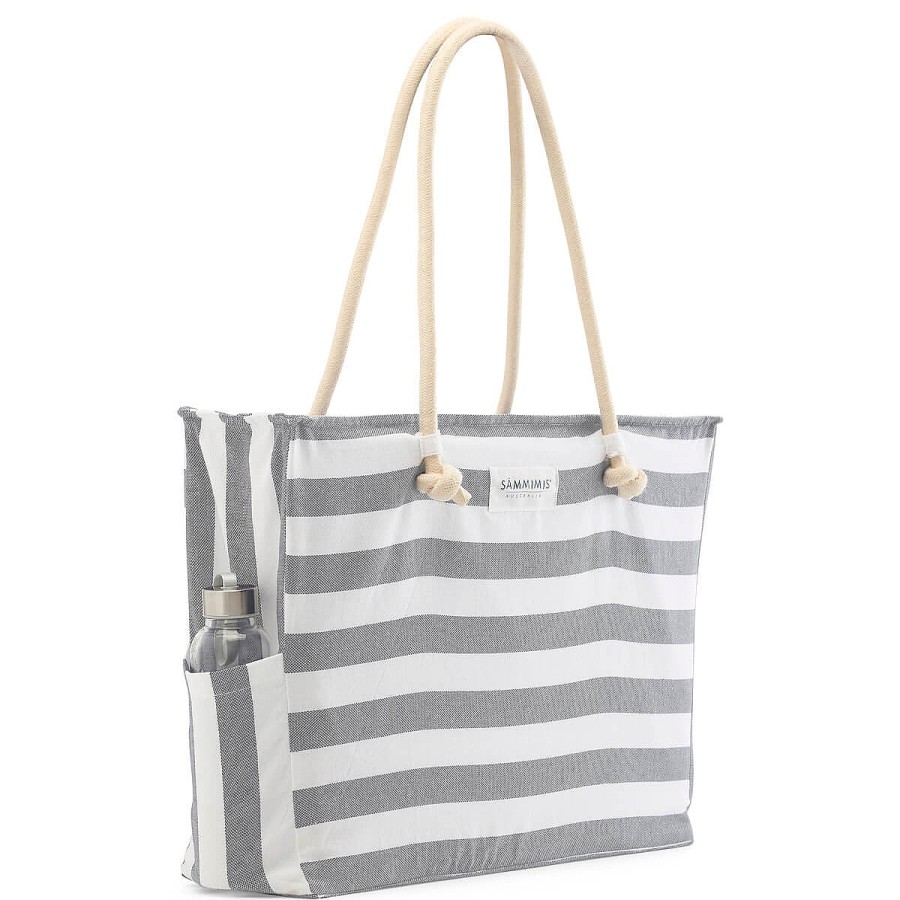 Accessories Sammimis | Bonifacio Jumbo Beach Bag: Charcoal/White