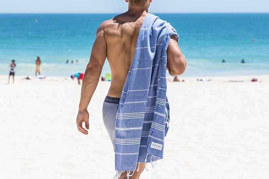 Turkish Towels Sammimis | Santorini | Classic | 275G: Royal Blue/White