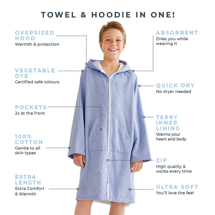 Hooded Towels Sammimis | Menorca Kids Terry Hooded Towel: Royal Blue