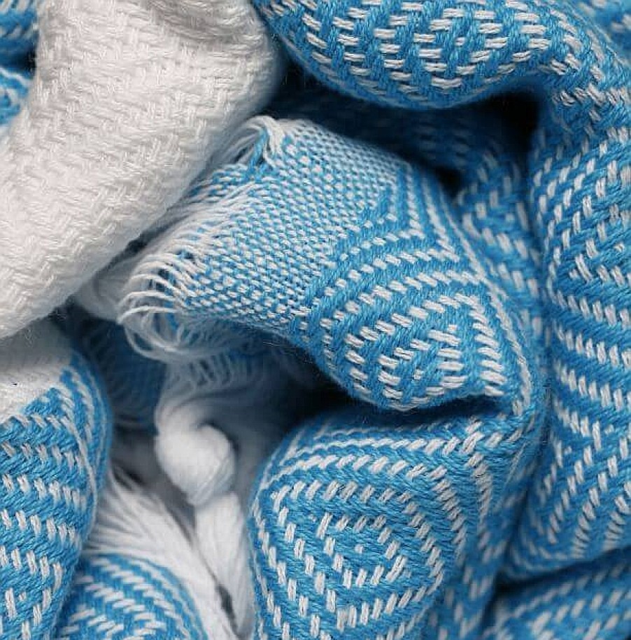 Turkish Towels Sammimis | Alanya | Luxury | 375G: Aqua/White