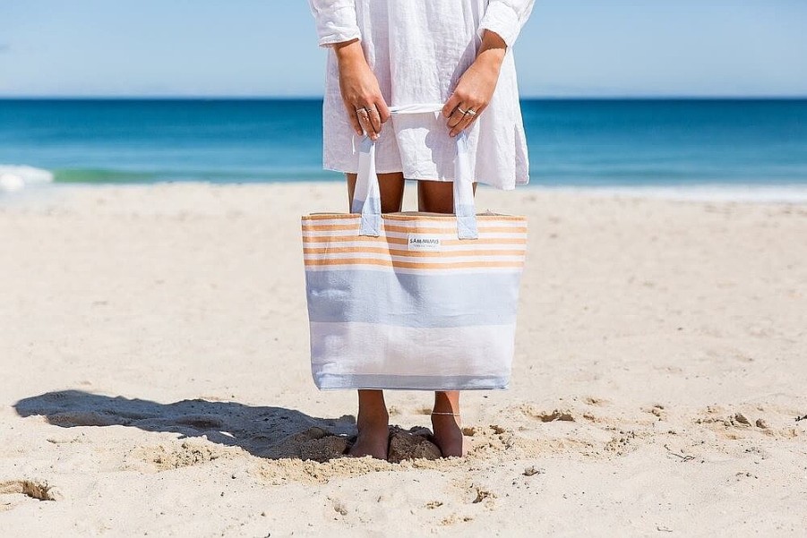 Accessories Sammimis | St Tropez Beach Bag: Ice Blue/Orange