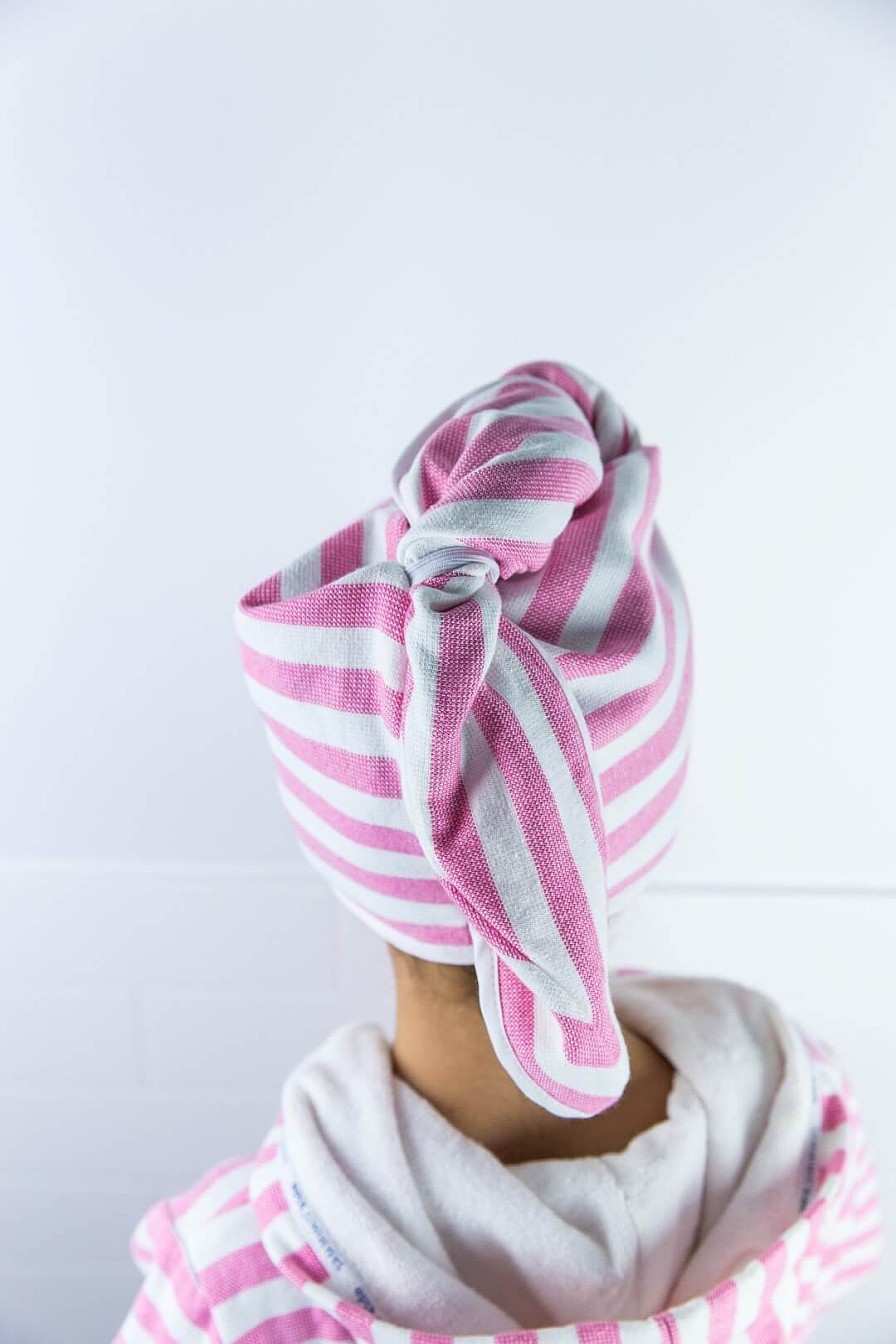 Accessories Sammimis | Carros Terry Hair Towel: Pink/White