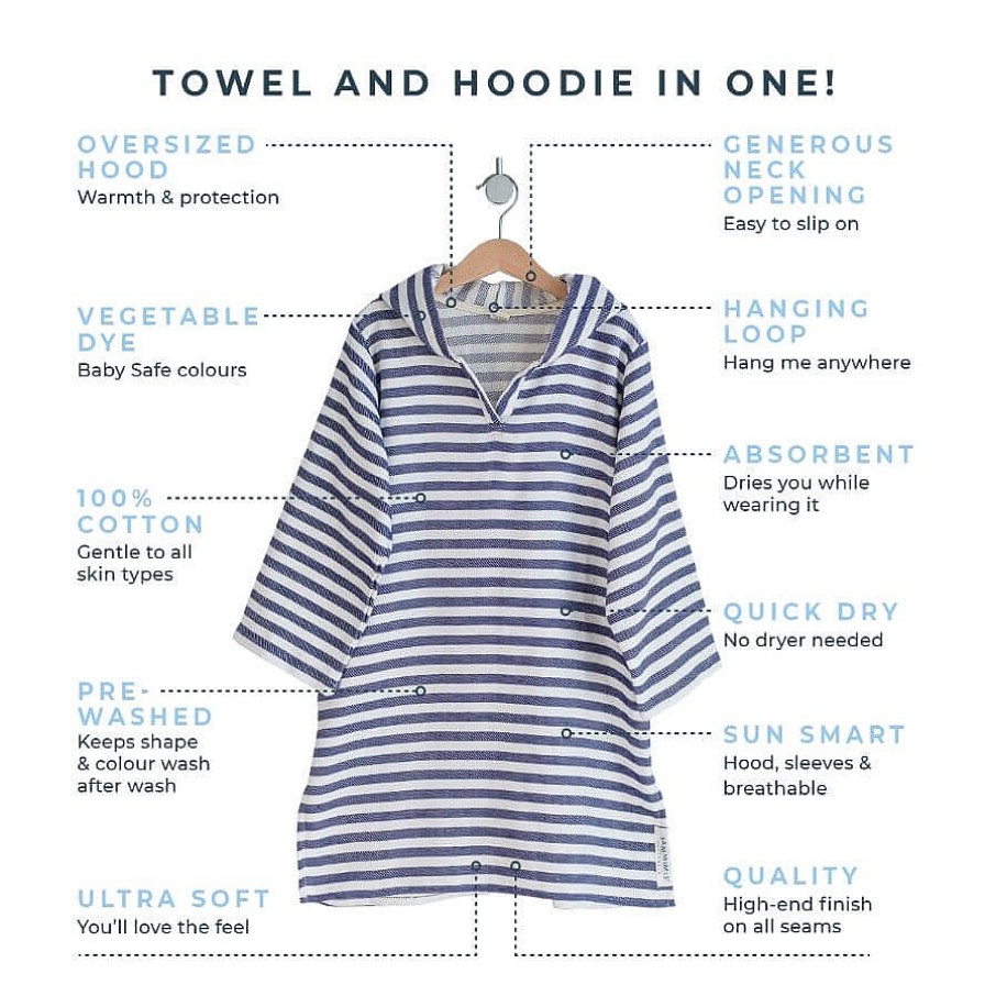 Hooded Towels Sammimis | Amalfi Kids Hooded Towel: Navy/White