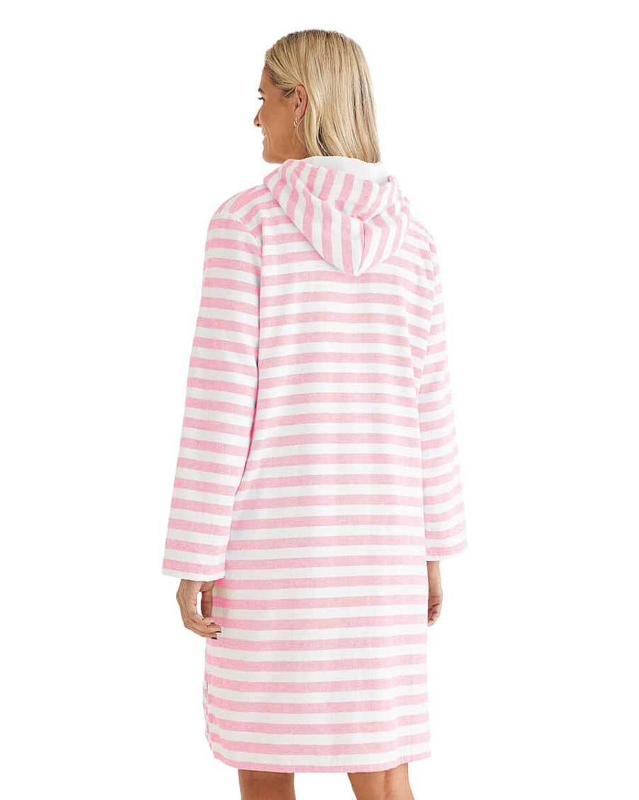 Hooded Towels Sammimis | Positano Adult Terry Hooded Towel: Pink/White