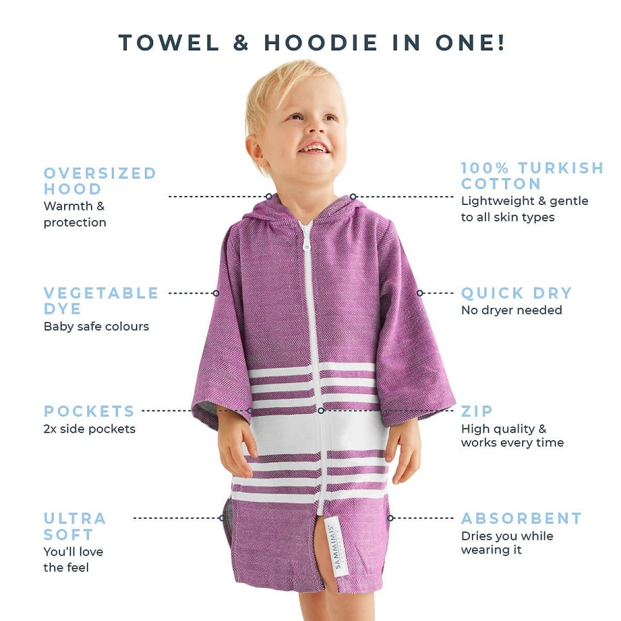 Hooded Towels Sammimis | Tassos Baby Hooded Towel: Purple/White