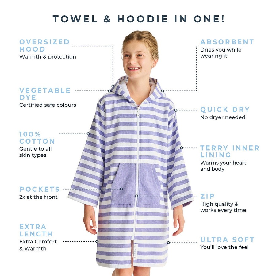 Hooded Towels Sammimis | Menorca Kids Terry Hooded Towel: Purple/White