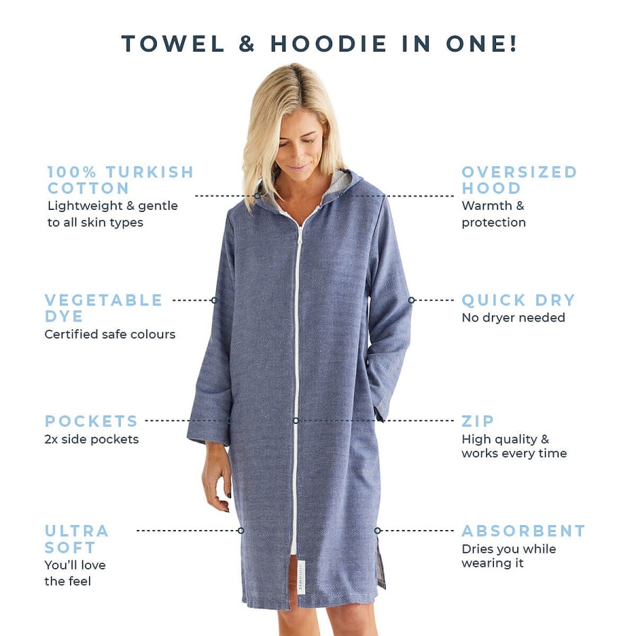 Hooded Towels Sammimis | La Pelosa Adult Hooded Towel Plus Size: Navy