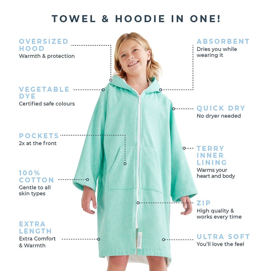 Hooded Towels Sammimis | Menorca Kids Terry Hooded Towel: Sea Green