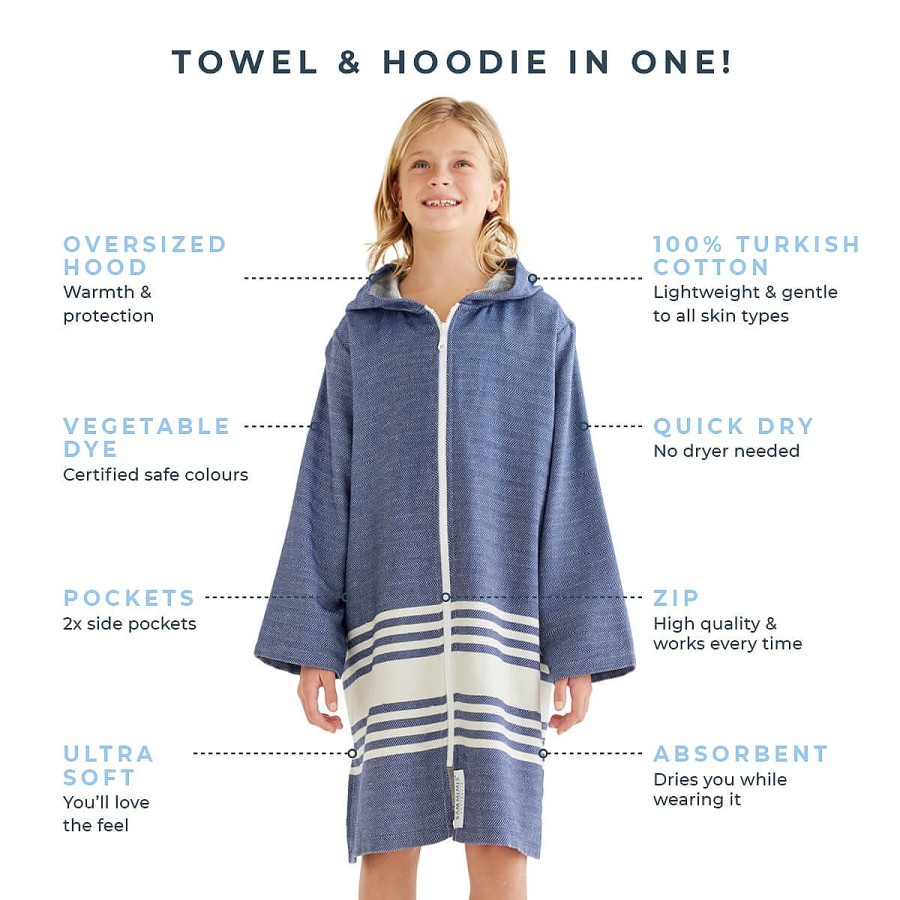 Hooded Towels Sammimis | Tassos Kids Hooded Towel: Navy/White