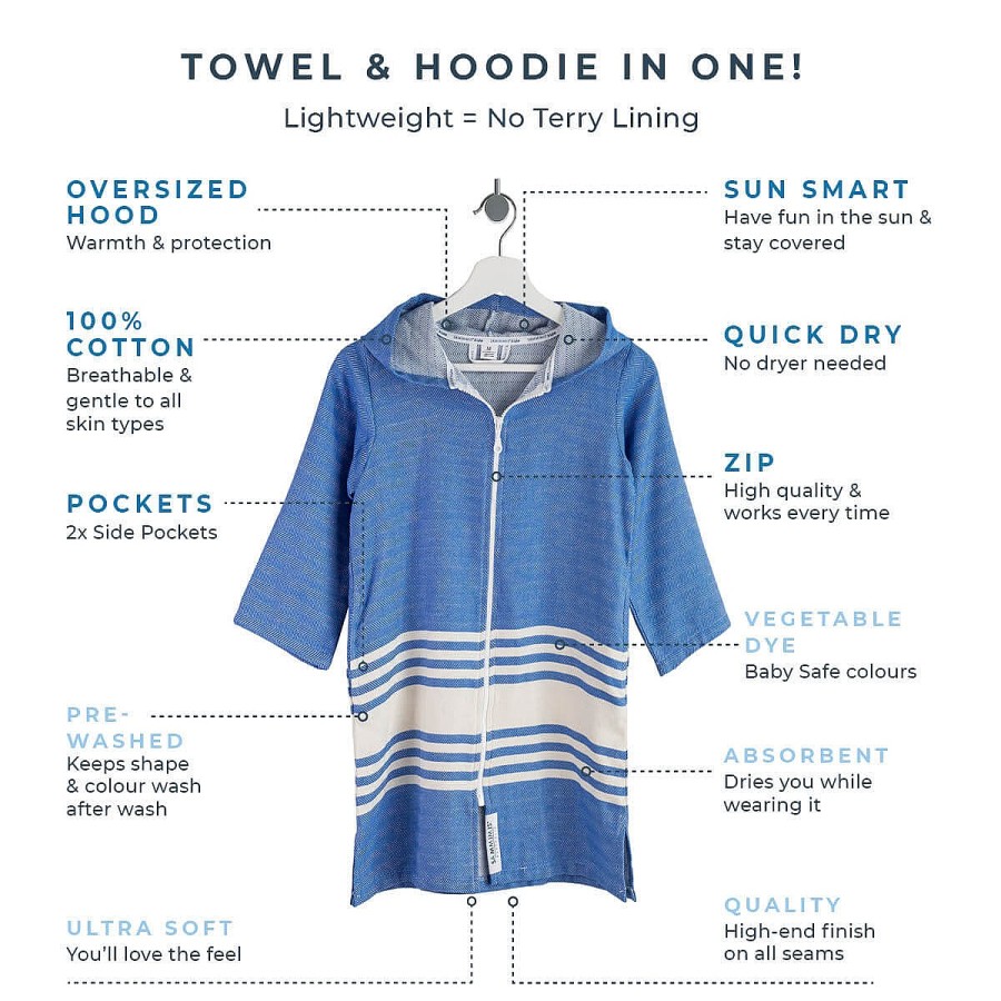 Hooded Towels Sammimis | Tassos Kids Hooded Towel: Royal Blue/White