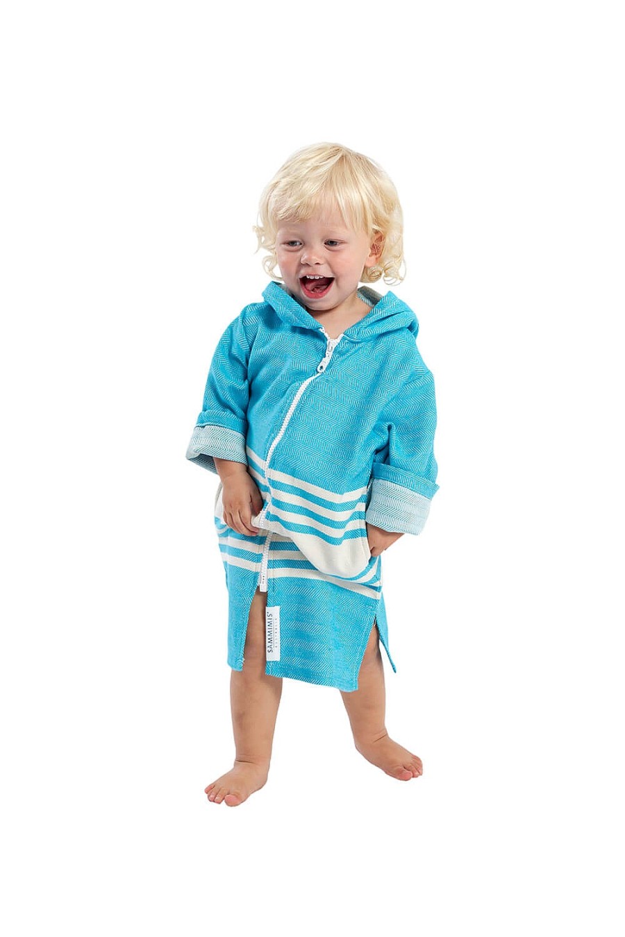 Hooded Towels Sammimis | Tassos Baby Hooded Towel: Aqua/White