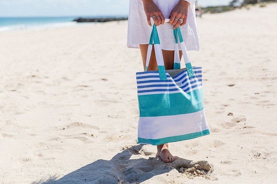 Accessories Sammimis | St Tropez Beach Bag: Sea Green/Royal Blue