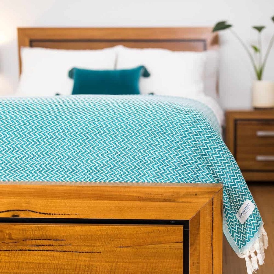 Turkish Towels Sammimis | Barcelona Throw: Teal/Natural