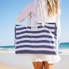 Accessories Sammimis | Bonifacio Jumbo Beach Bag: Navy/White