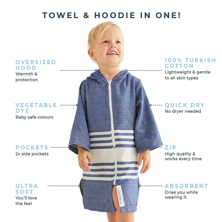 Hooded Towels Sammimis | Tassos Baby Hooded Towel: Navy/White