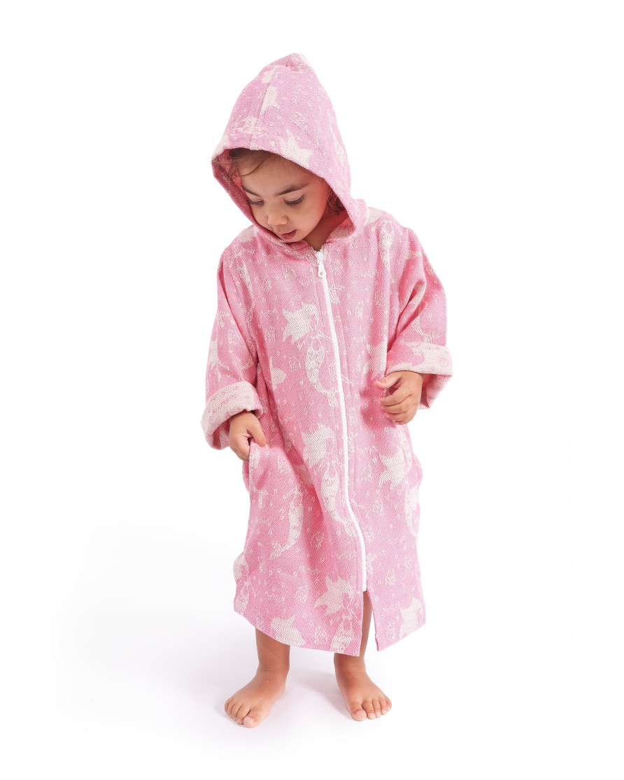 Hooded Towels Sammimis | Tassos Kids Mermaid Swim Coverup: Hot Pink/Natural