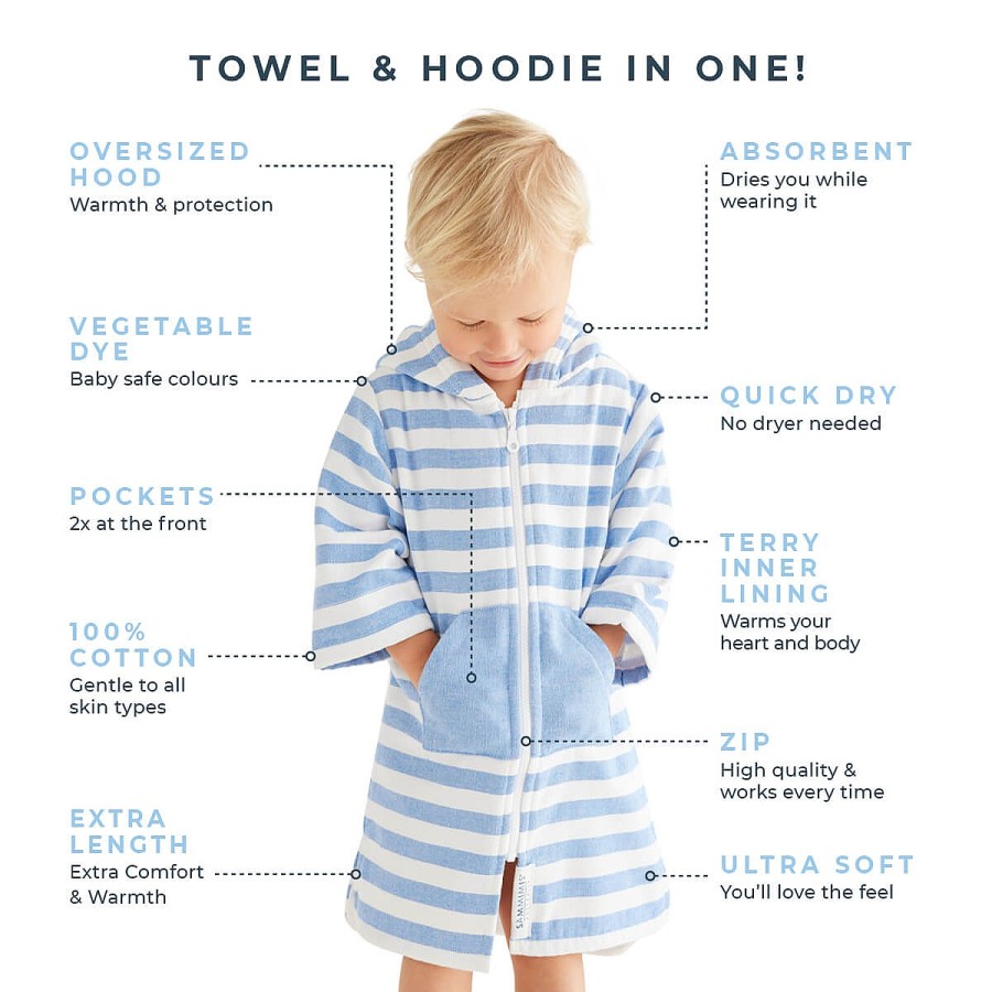 Hooded Towels Sammimis | Menorca Baby Terry Hooded Towel: Royal Blue/White