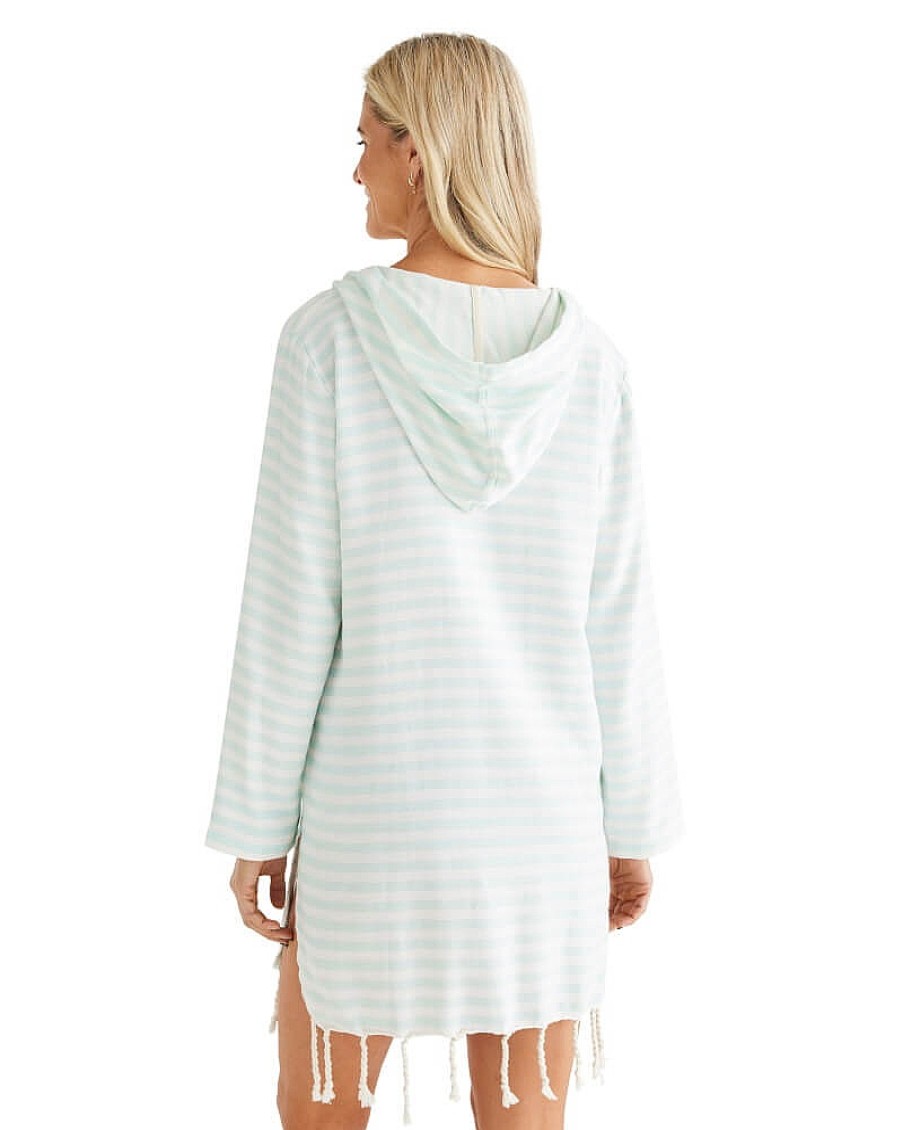 Hooded Towels Sammimis | Amalfi Adult Hooded Towel: Mint/White