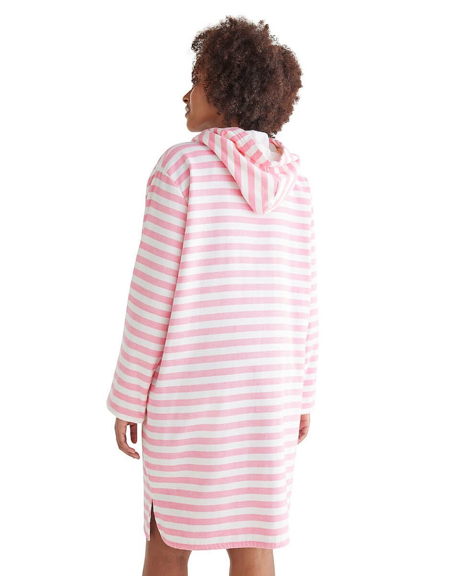 Hooded Towels Sammimis | Positano Adult Terry Hooded Towel Plus Size: Pink/White