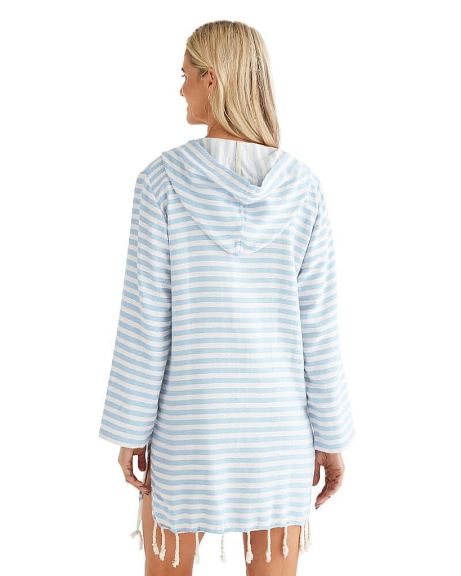 Hooded Towels Sammimis | Amalfi Adult Hooded Towel: Sky Blue/White