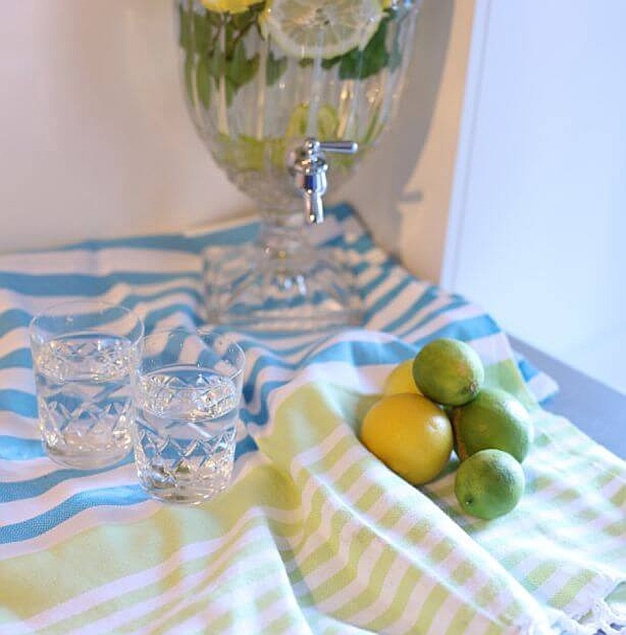 Turkish Towels Sammimis | Cote D'Azur | Premium | 325G: Aqua/Lime