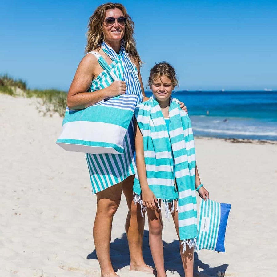 Turkish Towels Sammimis | Cote D'Azur | Premium | 325G: Sea Green/Royal Blue