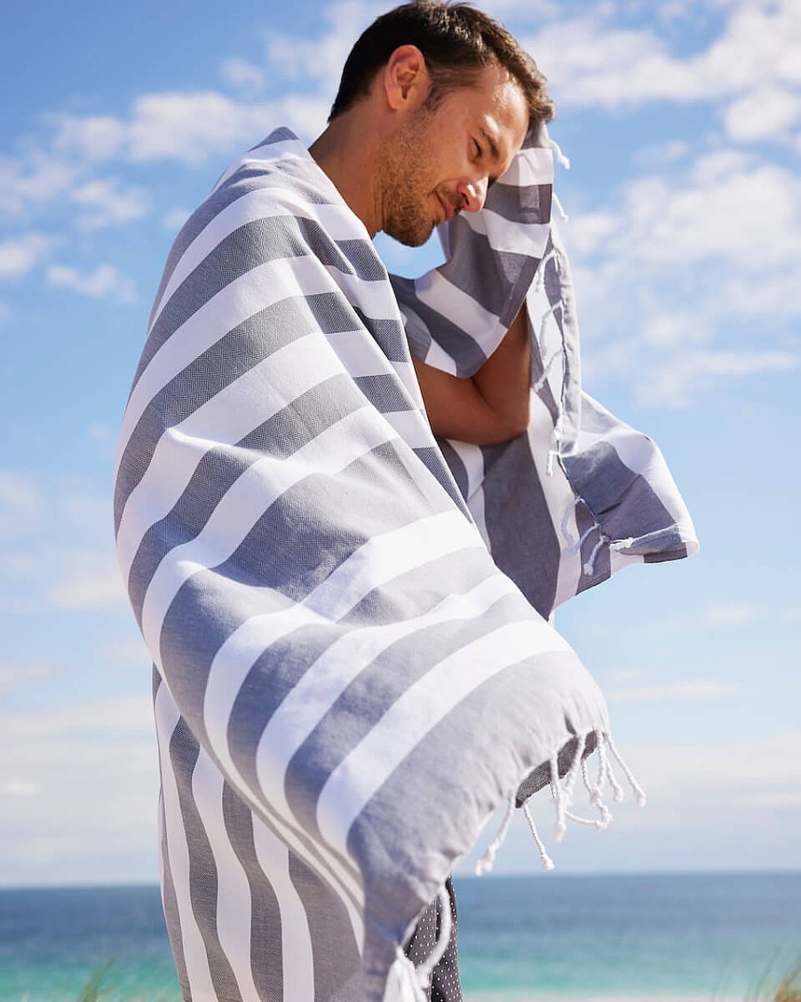 Turkish Towels Sammimis | Santorini Ii | Classic | 275G: Charcoal/White