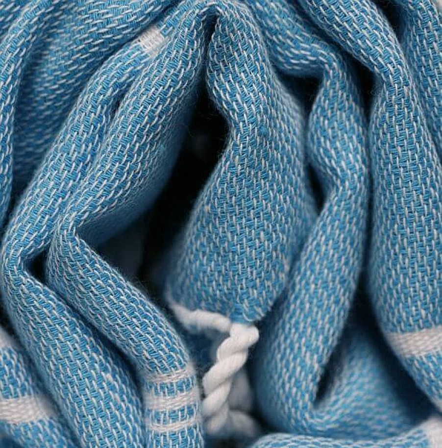 Turkish Towels Sammimis | Santorini | Classic | 275G: Aqua/White