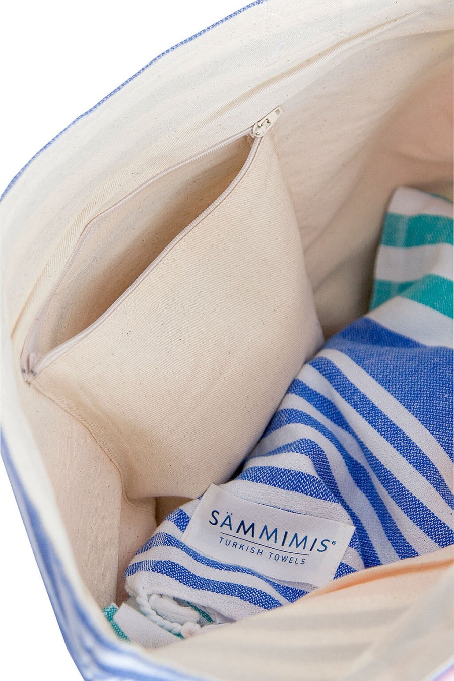 Accessories Sammimis | St Tropez Beach Bag: Pink/Denim Blue