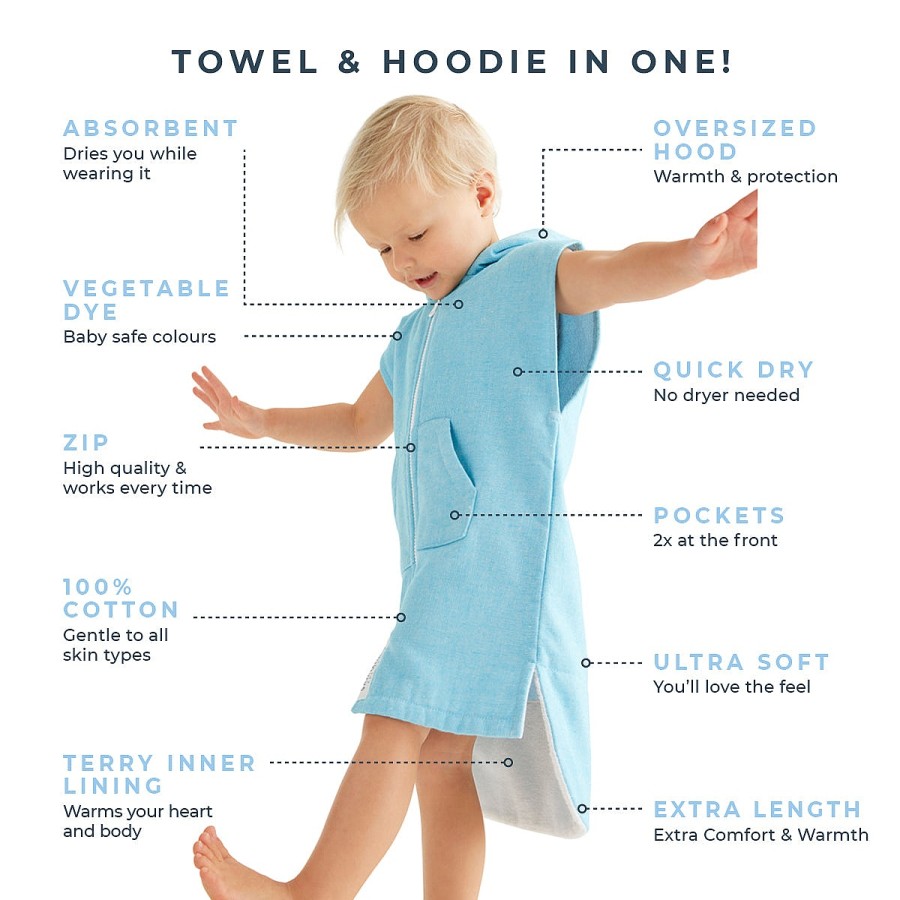 Hooded Towels Sammimis | Monterosso Baby Sleeveless Terry Hooded Towel: Aqua