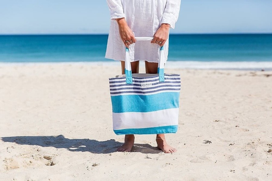 Accessories Sammimis | St Tropez Beach Bag: Aqua/Navy