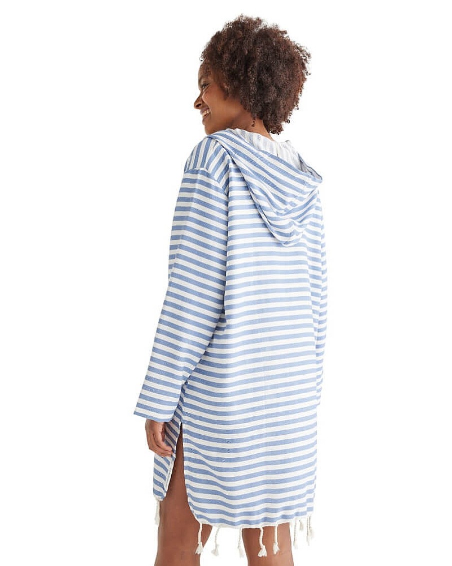 Hooded Towels Sammimis | Amalfi Adult Hooded Towel Plus Size: Denim Blue/White