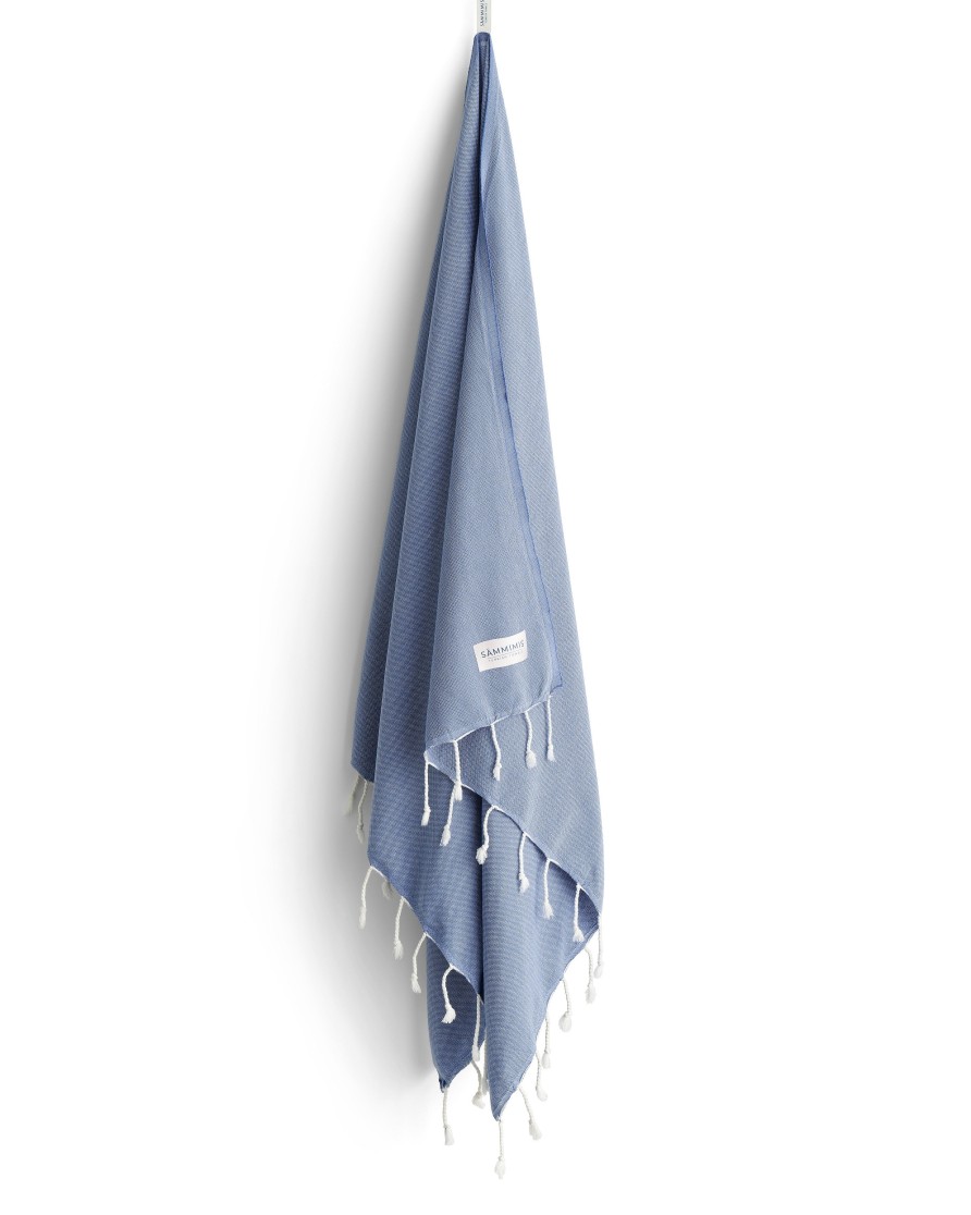 Turkish Towels Sammimis | Mykonos | Classic | 275G: Denim Blue/White