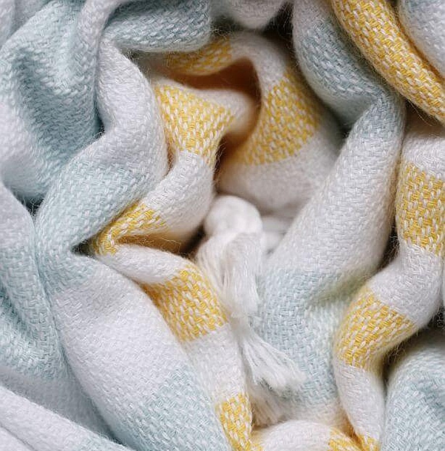 Turkish Towels Sammimis | Cote D'Azur | Premium | 325G: Mint/Yellow