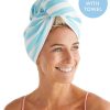 Accessories Sammimis | Carros Terry Hair Towel: Aqua/White