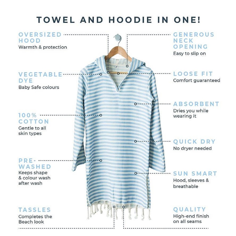 Hooded Towels Sammimis | Amalfi Adult Hooded Towel Plus Size: Sky Blue/White