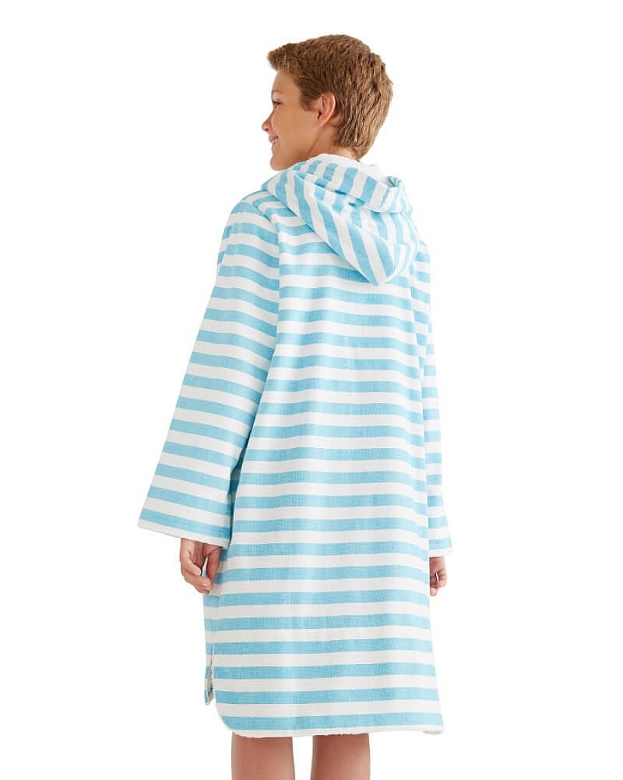 Hooded Towels Sammimis | Menorca Kids Terry Hooded Towel: Aqua/White