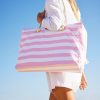 Accessories Sammimis | Bonifacio Jumbo Beach Bag: Pink/White